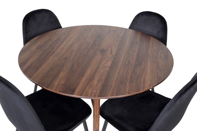 Ridones Matgrupp 100 cm Rund inkl 4 Pontus Stolar - Brun/Svart - Products - Möbler - Bord & matgrupp - Matgrupp