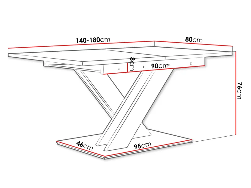 Shea Förlängningsbart Matbord 140-180 cm Rektangulär - Svart - Products - Möbler - Bord & matgrupp - Matbord & köksbord