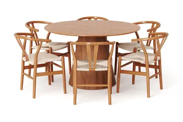 Siena Matgrupp runt 130 cm Ek med 6 Dastoori Matstolar - Ek - Products - Möbler - Bord & matgrupp - Matgrupp