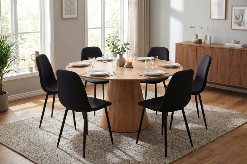 Siena Matgrupp runt 150 cm Ek med 6 Nibe Matstolar - Ek - Products - Möbler - Bord & matgrupp - Matgrupp