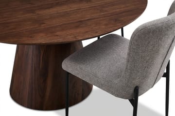 Siena Matgrupp runt 150 cm Valnöt med 6 Elsie Matstolar - Valnöt/Ljusgrå - Products - Möbler - Bord & matgrupp - Matgrupp