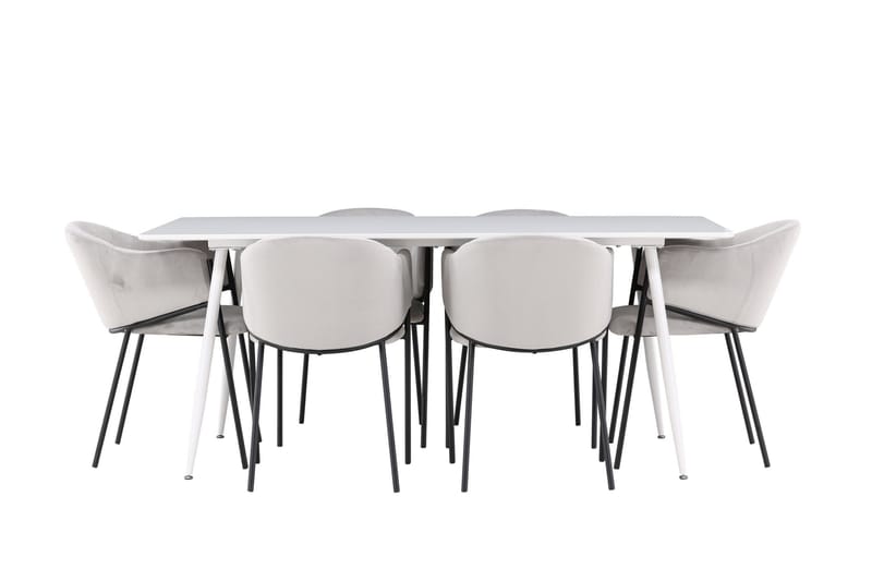 Silar Matgrupp 180 cm Rektangulär med 6 Evelina stolar - Vit/Grå - Products - Möbler - Bord & matgrupp - Matgrupp