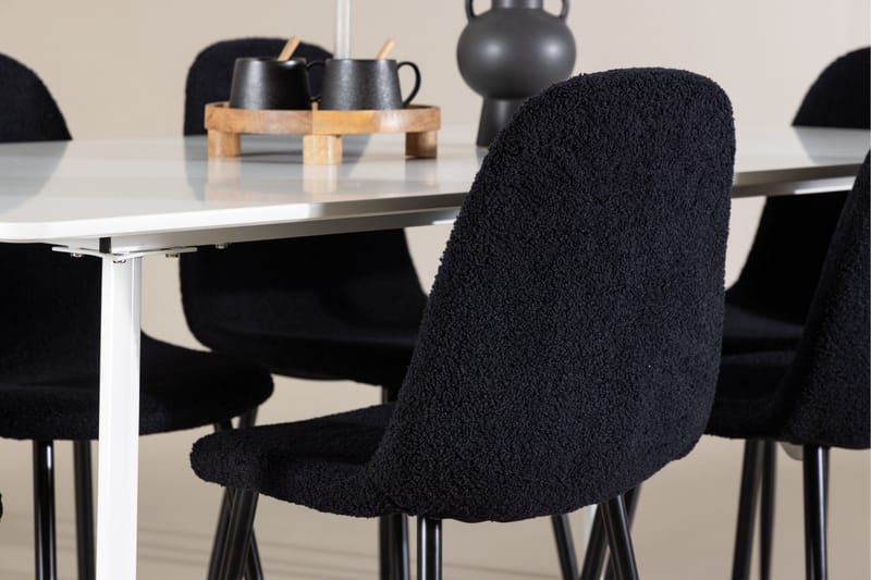 Silar Matgrupp 180 cm Rektangulär med 6 Polar stolar - Vit/Svart - Products - Möbler - Bord & matgrupp - Matgrupp