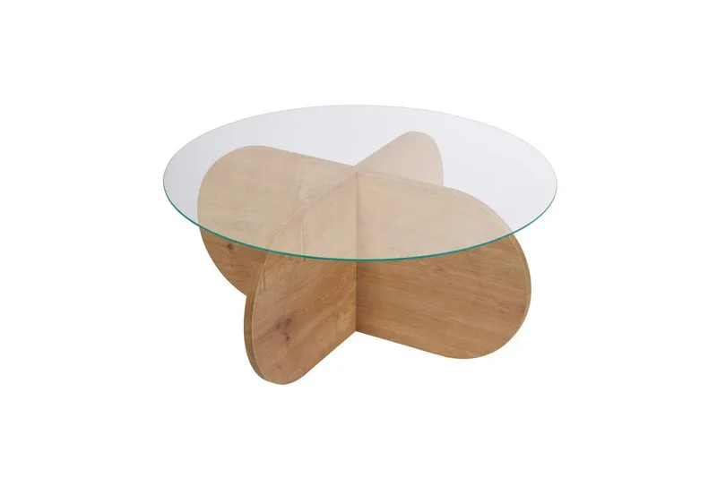 Soffbord Aeris 75 cm med Glasskiva, Safir Ek / Transparent