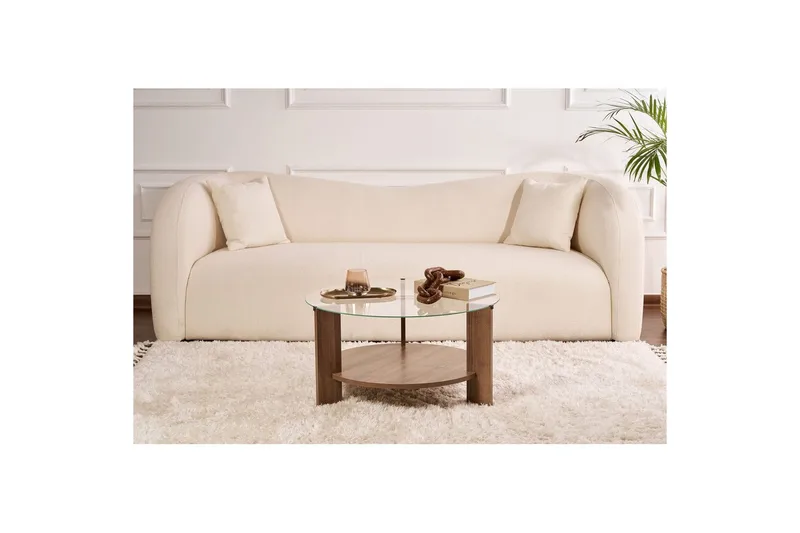 Soffbord Clara 75 cm med Glasskiva - Valnöt / Transparent - Products - Möbler - Bord & matgrupp - Soffbord