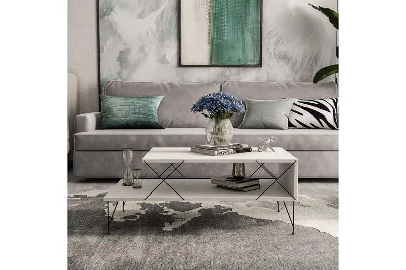 Jaennis Soffbord 100 cm - Vit/Svart - Products - Möbler - Bord & matgrupp - Soffbord - Soffbord med förvaring