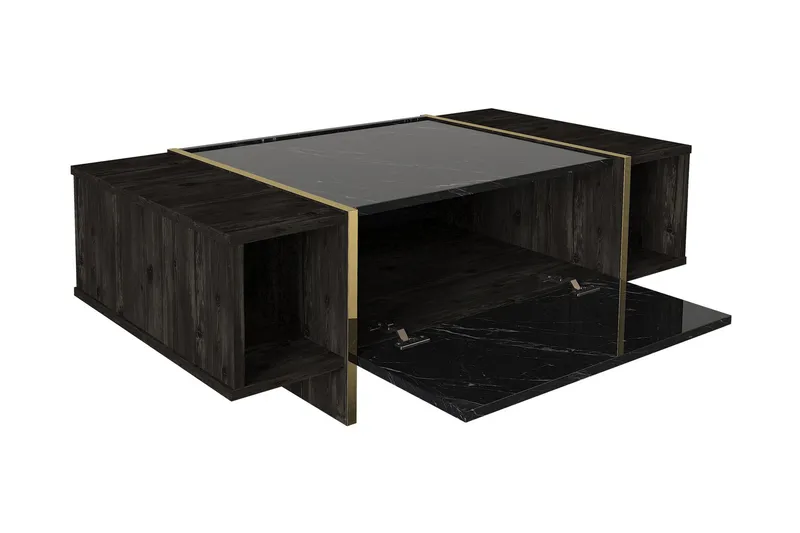 Riello Soffbord 104 cm med Förvaring Hyllor + Lucka - Svart/Guld - Products - Möbler - Bord & matgrupp - Soffbord - Soffbord med förvaring