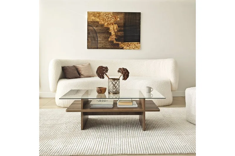 Soffbord Rubby Rektangel Valnöt / Transparent - Valnöt / Transparent - Products - Möbler - Bord & matgrupp - Soffbord