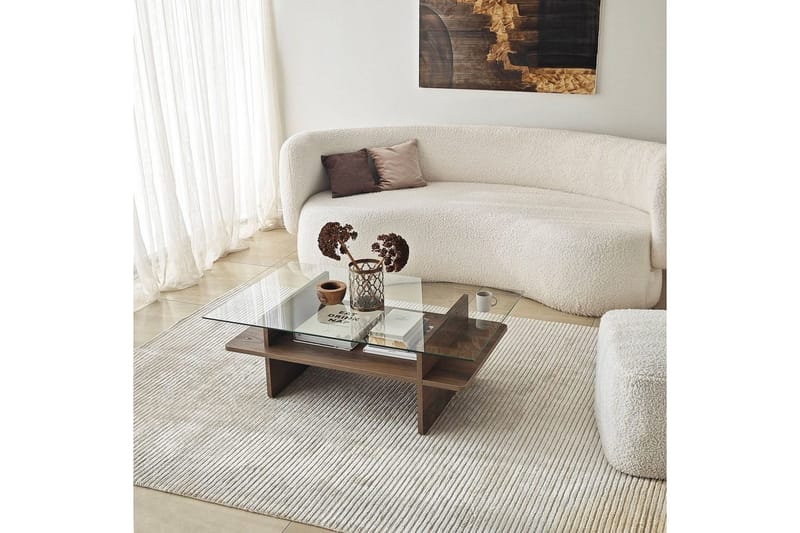 Soffbord Rubby Rektangel Valnöt / Transparent - Valnöt / Transparent - Products - Möbler - Bord & matgrupp - Soffbord