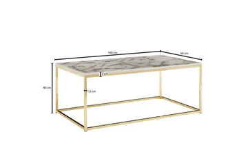 Soffbord Wohnling marmorutseende, rektangulär elegant, modern stil Guld, Marmorvit - Guld, Marmorvit - Products - Möbler - Bord & matgrupp - Soffbord