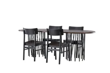 Stone Matgrupp + 4 Montros stolar Oval - Svart/Mocca - Products - Möbler - Bord & matgrupp - Matgrupp