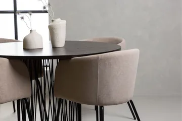 Stone Matgrupp 120 cm Rund med 4 Berit stolar - Beige - Products - Möbler - Bord & matgrupp - Matgrupp