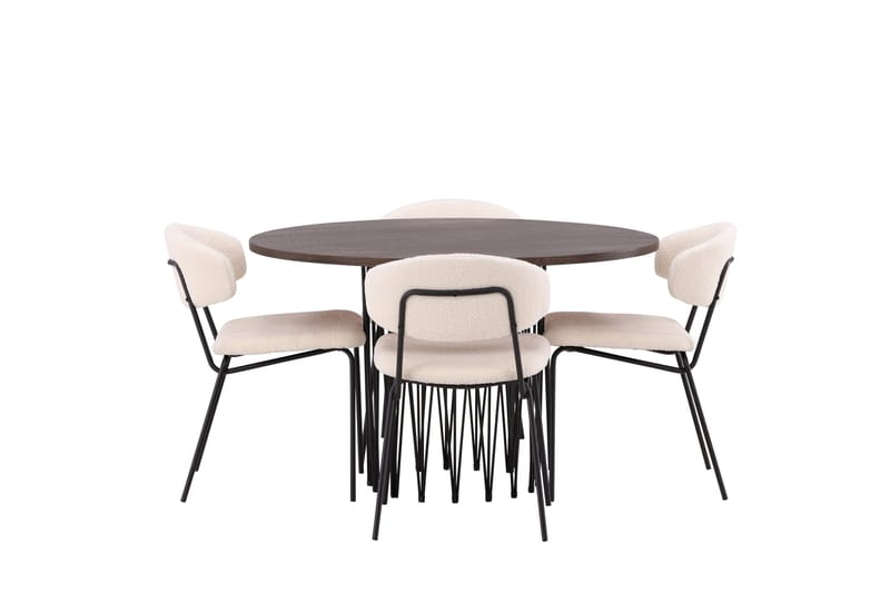 Stone Matgrupp 120 cm Rund med 4 Chico Stolar - Svart - Products - Möbler - Bord & matgrupp - Matgrupp