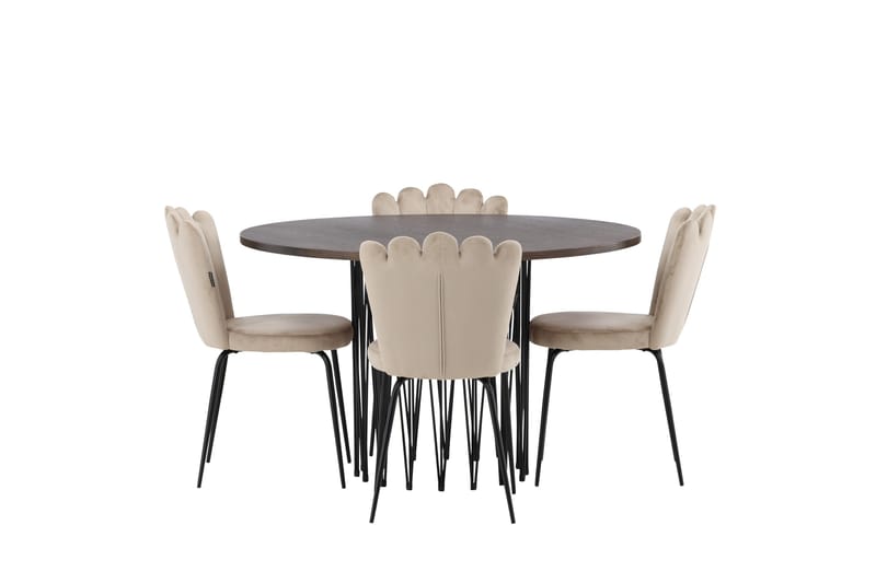 Stone Matgrupp 120 cm Rund med 4 Limhamn stolar - Beige - Products - Möbler - Bord & matgrupp - Matgrupp