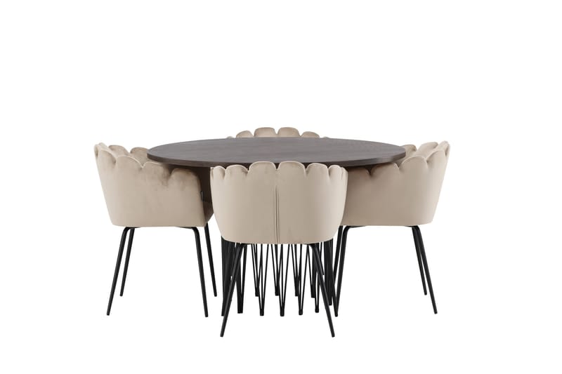 Stone Matgrupp 120 cm Rund med 4 Limhamn stolar - Beige - Products - Möbler - Bord & matgrupp - Matgrupp