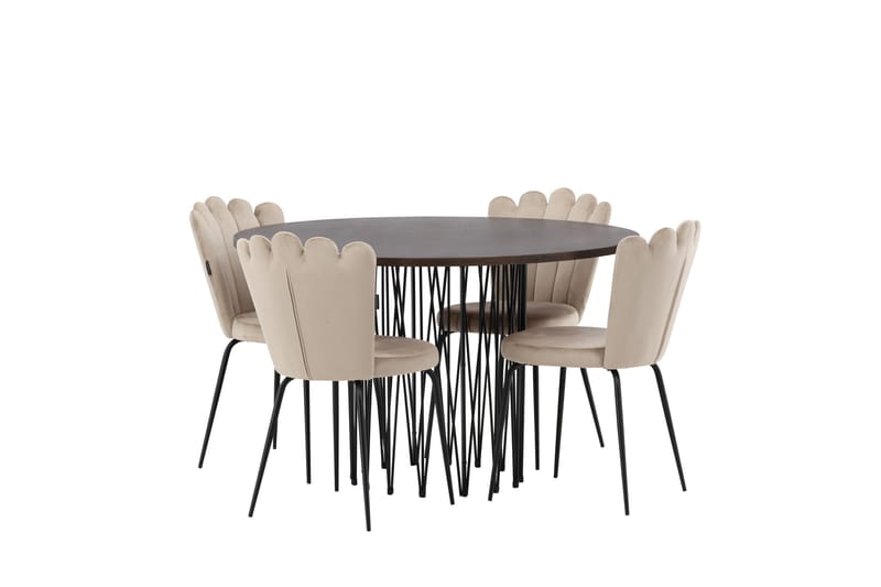 Stone Matgrupp 120 cm Rund med 4 Limhamn stolar - Beige - Products - Möbler - Bord & matgrupp - Matgrupp