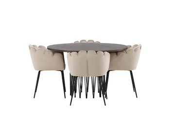 Stone Matgrupp 120 cm Rund med 4 Limhamn stolar - Beige - Products - Möbler - Bord & matgrupp - Matgrupp