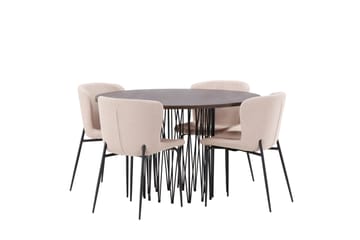 Stone Matgrupp 120 cm Rund med 4 Modesto stolar - Mörkgrå - Products - Möbler - Bord & matgrupp - Matgrupp