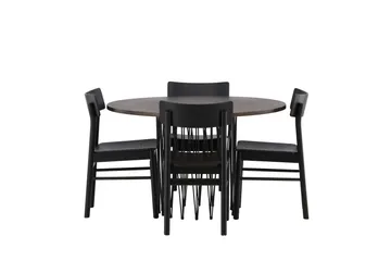Stone Matgrupp 120 cm Rund med 4 Montros stolar - Svart - Products - Möbler - Bord & matgrupp - Matgrupp