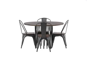 Stone Matgrupp 120 cm Rund med 4 Tempe stolar - Mocca - Products - Möbler - Bord & matgrupp - Matgrupp