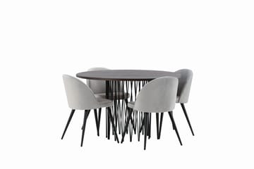 Stone Matgrupp 120 cm Rund med 4 Velvet stolar - Grå - Products - Möbler - Bord & matgrupp - Matgrupp