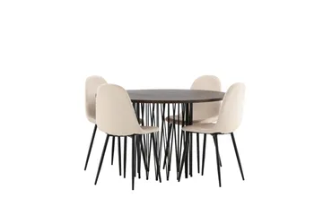 Stone Matgrupp 120 cm Rund med 4 Polar stolar - Beige - Products - Möbler - Bord & matgrupp - Matgrupp