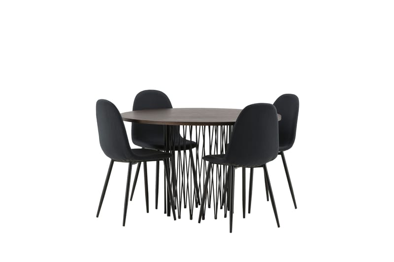 Stone Matgrupp 120 cm Rund med 4 Polar stolar - Svart - Products - Möbler - Bord & matgrupp - Matgrupp