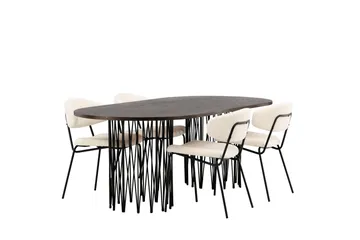 Stone Matgrupp 220 cm Oval med 4 Chico Stolar - Svart - Products - Möbler - Bord & matgrupp - Matgrupp