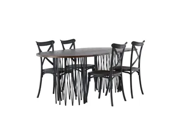 Stone Matgrupp 220 cm Oval med 4 Crosett stolar - Svart - Products - Möbler - Bord & matgrupp - Matgrupp