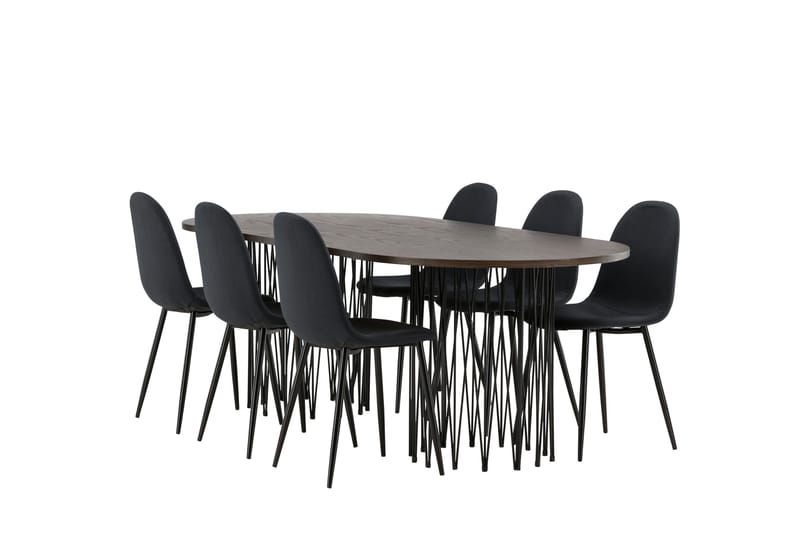 Stone Matgrupp 220 cm Oval med 6 Polar stolar - Svart - Products - Möbler - Bord & matgrupp - Matgrupp