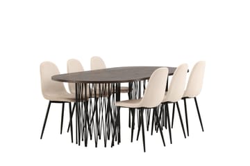 Stone Matgrupp 220 cm Oval med 6 Polar stolar - Beige - Products - Möbler - Bord & matgrupp - Matgrupp