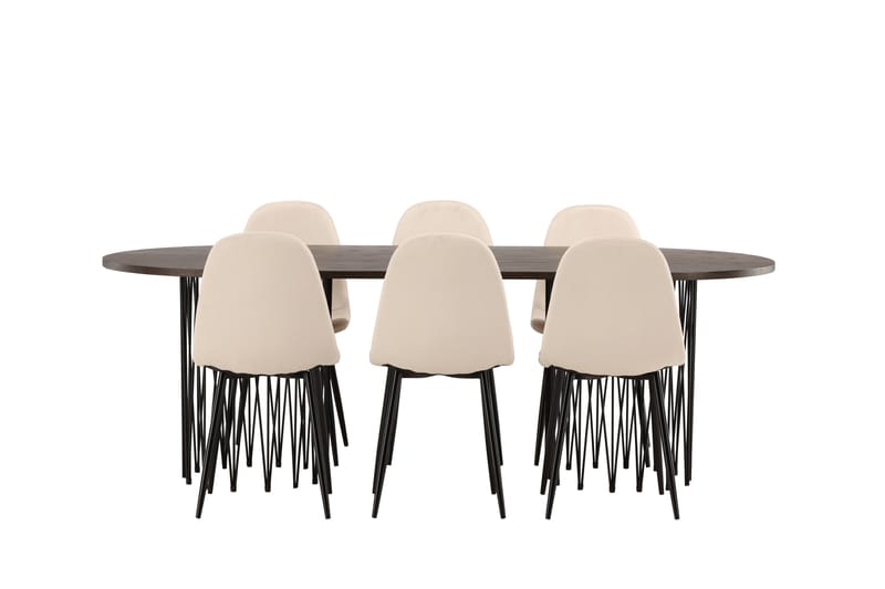 Stone Matgrupp 220 cm Oval med 6 Polar stolar - Beige - Products - Möbler - Bord & matgrupp - Matgrupp