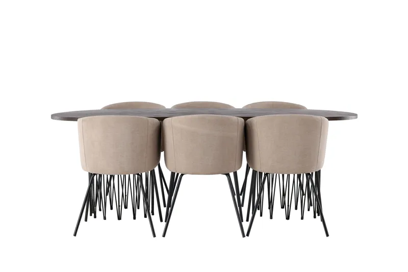 Stone Matgrupp 220 cm Rektangulär med 6 Berit stolar - Beige - Products - Möbler - Bord & matgrupp - Matgrupp