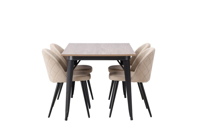Tempe Matgrupp 140 cm Rektangulär med 4 Velvet stolar - Beige - Products - Möbler - Bord & matgrupp - Matgrupp
