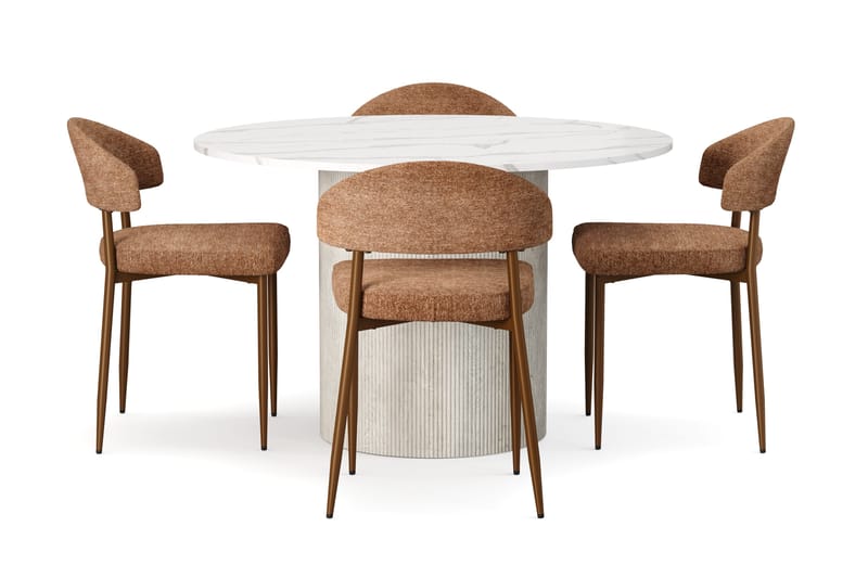 Uppveda Matbord 120 cm Rund med 4 st Jairam Matstolar - Vit - Products - Möbler - Bord & matgrupp - Matgrupp
