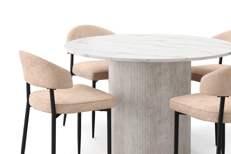 Uppveda Matbord 120 cm Rund med 4 st Jairam Matstolar - Vit - Products - Möbler - Bord & matgrupp - Matgrupp