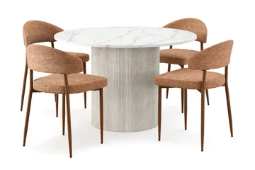 Uppveda Matbord 120 cm Rund med 4 st Jairam Matstolar - Vit - Products - Möbler - Bord & matgrupp - Matgrupp