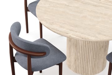 Uppveda Runt Matbord 120cm Travetin utseende med 4 st Jaiveer Matstolar - Beige - Products - Möbler - Bord & matgrupp - Matgrupp