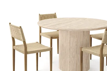 Uppveda Runt Matbord 120cm Travetin utseende med 4 st Jamna Matstolar - Beige - Products - Möbler - Bord & matgrupp - Matgrupp