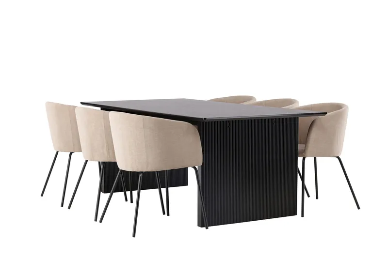 Vail Matgrupp 200 cm Rektangulär med 6 Berit stolar - Beige - Products - Möbler - Bord & matgrupp - Matgrupp