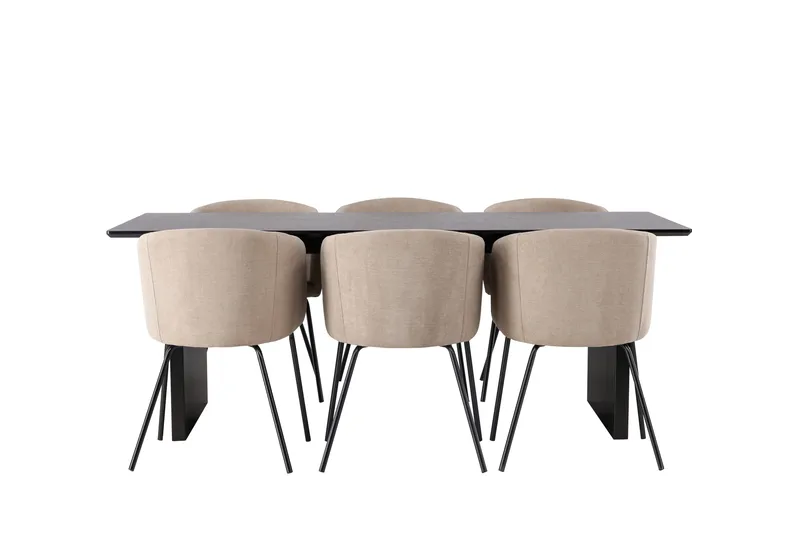 Vail Matgrupp 200 cm Rektangulär med 6 Berit stolar - Beige - Products - Möbler - Bord & matgrupp - Matgrupp