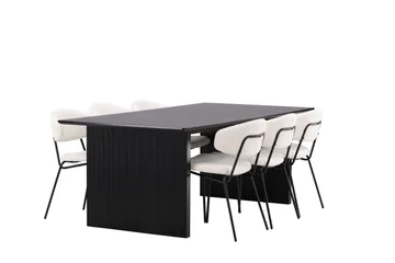 Vail Matgrupp 200 cm Rektangulär med 6 Chico Stolar - Svart - Products - Möbler - Bord & matgrupp - Matgrupp