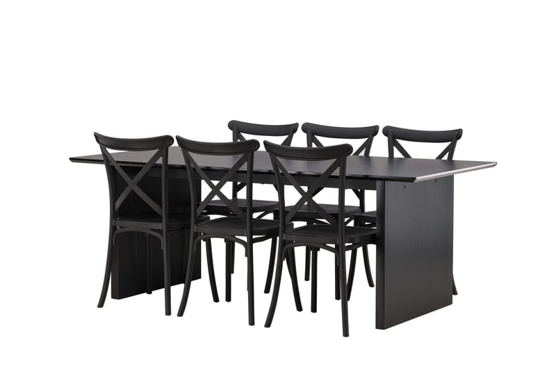 Vail Matgrupp 200 cm Rektangulär med 6 Crosett stolar - Svart - Products - Möbler - Bord & matgrupp - Matgrupp