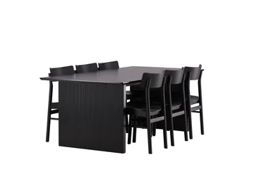 Vail Matgrupp 200 cm Rektangulär med 6 Montros stolar - Svart - Products - Möbler - Bord & matgrupp - Matgrupp