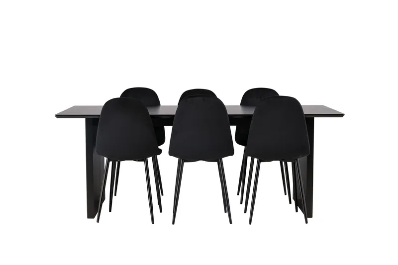 Vail Matgrupp 200 cm Rektangulär med 6 Polar stolar - Svart - Products - Möbler - Bord & matgrupp - Matgrupp