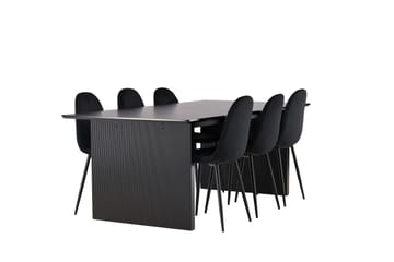 Vail Matgrupp 200 cm Rektangulär med 6 Polar stolar - Svart - Products - Möbler - Bord & matgrupp - Matgrupp