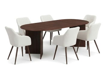 Vera Matgrupp rektangulärt 220 cm Valnöt med 6 Filippa Matstolar - Valnöt - Products - Möbler - Bord & matgrupp - Matgrupp