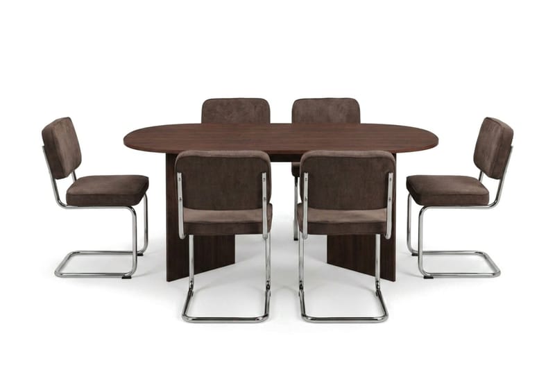 Vera Matgrupp rektangulärt 220 cm Valnöt med 6 Milva Matstolar, Valnöt