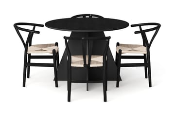 Vera Matgrupp runt 110 cm Svart med 4 Dastoori Matstolar - Svart - Products - Möbler - Bord & matgrupp - Matgrupp
