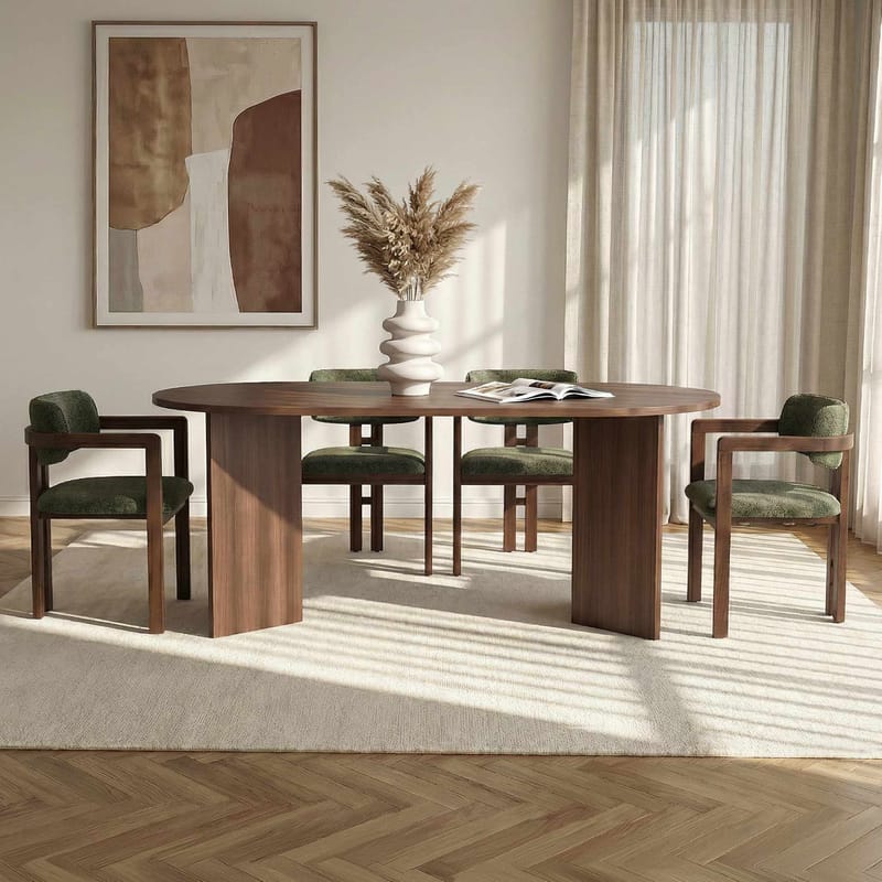 Vintar Matbord- och stolset 180x75x90 cm 5 delar - Milano Walnut, Dark Walnut, Green - Products - Möbler - Bord & matgrupp - Matgrupp